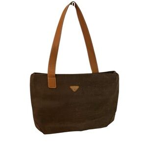 JUMP for BOYT Large Poly-Suede Tote Shoulder Bag w/ Matching Clutch Brown